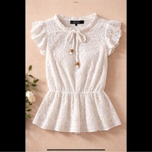 Badgley Mischa Bridal Romantic Lace Peplum Blouse Designer Top M